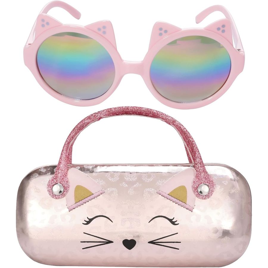 PinkSheep Cat Sunglasses for Girls with Rose-Gold Cat Case