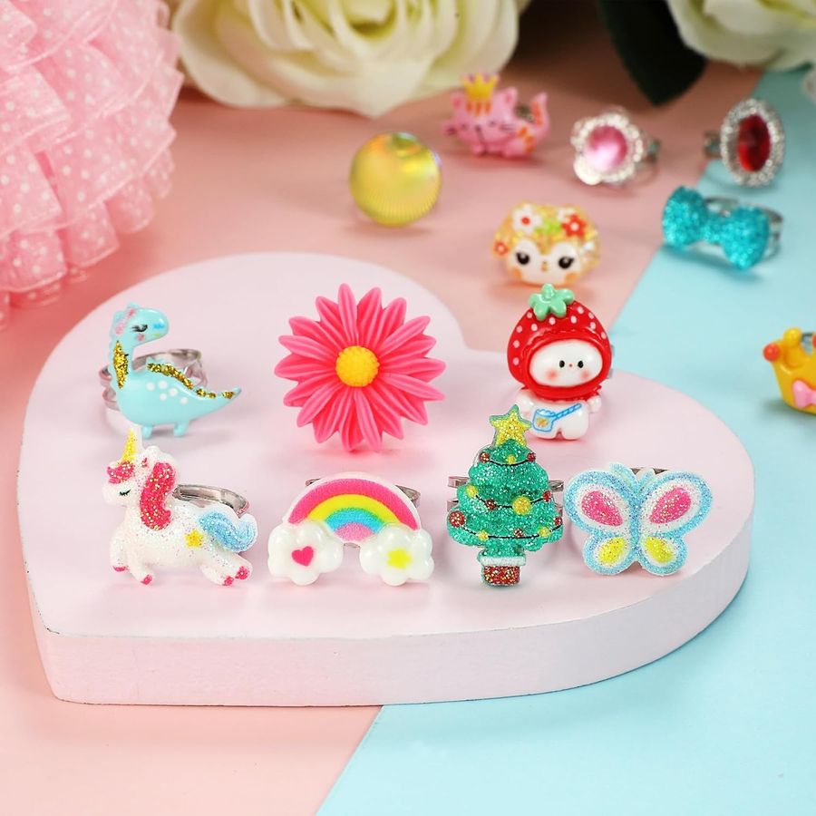 PinkSheep Little Girl Jewel Rings in Box, 24 Adjustable Rings picture 5
