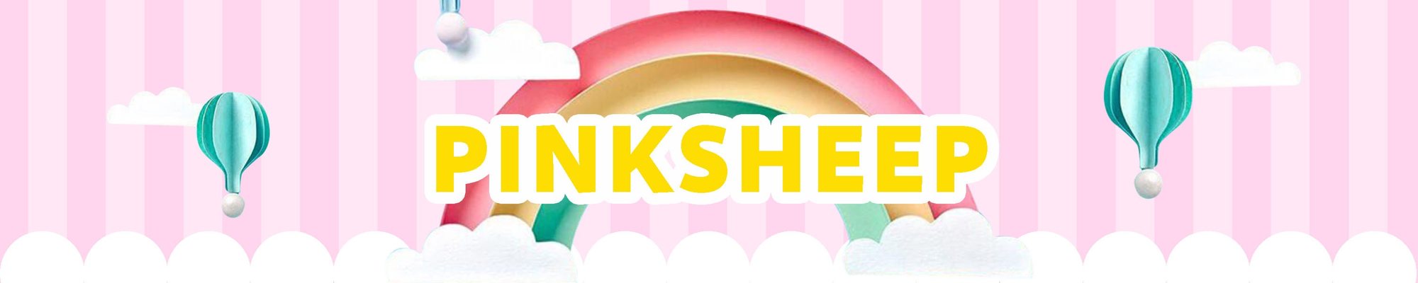 PinkSheep rainbow, balloons and clouds